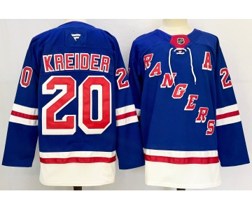 Men's New York Rangers #20 Chris Kreider Royal 2024-25 Home With A Patch Stitched Hockey Jersey