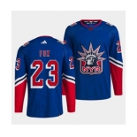 Men's New York Rangers #23 Adam Fox Blue 2022 Reverse Retro Stitched Jersey