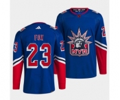 Men's New York Rangers #23 Adam Fox Blue 2022 Reverse Retro Stitched Jersey