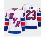 Men's New York Rangers #23 Adam Fox White 2024 Stadium Series Stitched Jersey