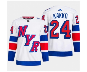 Men's New York Rangers #24 Kaapo Kakko White 2024 Stadium Series Stitched Jersey