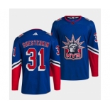 Men's New York Rangers #31 Igor Shesterkin Blue 2022 Reverse Retro Stitched Jersey