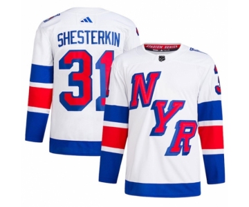 Men's New York Rangers #31 Igor Shesterkin White 2024 Stadium Series Stitched Jersey