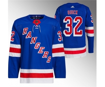 Men's New York Rangers #32 Jonathan Quick Royal Stitched Jersey