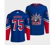 Men's New York Rangers #75 Ryan Reaves Blue 2022 Reverse Retro Stitched Jersey