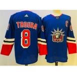 Men's New York Rangers #8 Jacob Trouba Blue 2022-23 Reverse Retro Stitched Jersey