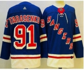 Men's New York Rangers #91 Vladimir Tarasenko Blue Authentic Jersey