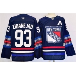 Men's New York Rangers #93 Mika Zibanejad Navy 2024-25 Stitched Jersey