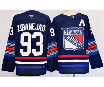 Men's New York Rangers #93 Mika Zibanejad Navy 2024-25 Stitched Jersey