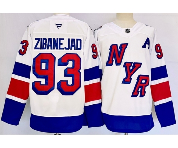 Men's New York Rangers #93 Mika Zibanejad White 2024-25 Stadium Series Stitched Jersey