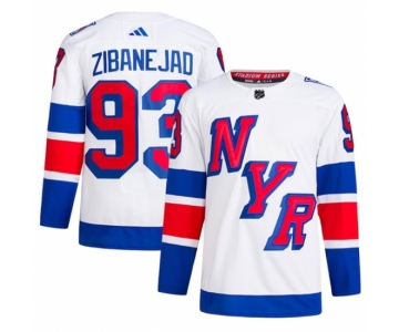 Men's New York Rangers #93 Mika Zibanejad White 2024 Stadium Series Stitched Jersey