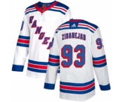 Men's New York Rangers #93 Mika Zibanejad White Road Stitched Hockey Jersey