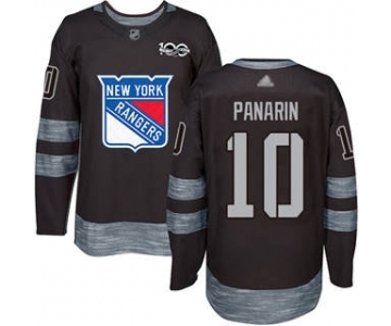 Men's Rangers #10 Artemi Panarin Black 1917-2017 100th Anniversary Stitched Hockey Jersey