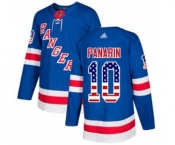 Men's Rangers #10 Artemi Panarin Royal Blue Home USA Flag Stitched Hockey Jersey