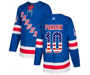 Men's Rangers #10 Artemi Panarin Royal Blue Home USA Flag Stitched Hockey Jersey