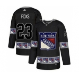 Men's Rangers #23 Adam Foxs Black Authentic Team Logo Fashion Stitched Hockey Jersey