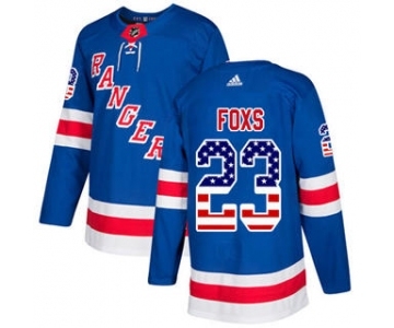 Men's Rangers #23 Adam Foxs Royal Blue Home Authentic USA Flag Stitched Hockey Jersey