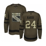 Men's Rangers #24 Kaapo Kakko Green Salute to Service Stitched Hockey Jersey