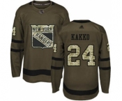 Men's Rangers #24 Kaapo Kakko Green Salute to Service Stitched Hockey Jersey