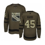 Men's Rangers #45 Kaapo Kakko Green Salute to Service Stitched Hockey Jersey