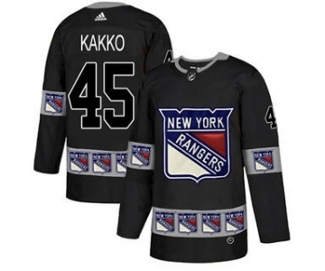 Men's Rangers #45 Kappo Kakko Black Authentic Team Logo Fashion Stitched Hockey Jersey