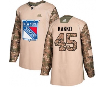 Men's Rangers #45 Kappo Kakko Camo Authentic 2017 Veterans Day Stitched Hockey Jersey