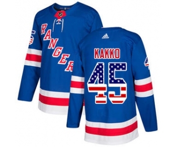 Men's Rangers #45 Kappo Kakko Royal Blue Home Authentic USA Flag Stitched Hockey Jersey