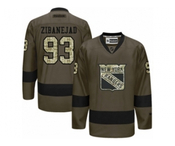 Men's Reebok New York Rangers #93 Mika Zibanejad Authentic Green Salute to Service NHL Jersey