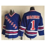 New York Rangers #1 Eddie Giacomin Blue CCM Heroes of Hockey Alumni Stitched NHL Jersey