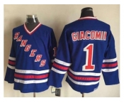 New York Rangers #1 Eddie Giacomin Blue CCM Heroes of Hockey Alumni Stitched NHL Jersey