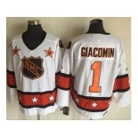 New York Rangers #1 Eddie Giacomin White Orange All Star CCM Throwback Stitched NHL Jersey