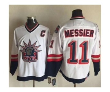 New York Rangers #11 Mark Messier White CCM Statue of Liberty Stitched NHL Jersey