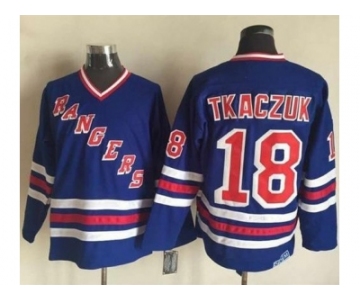 New York Rangers #18 Walt Tkaczuk Blue CCM Heroes of Hockey Alumni Stitched NHL Jersey