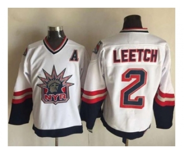 New York Rangers #2 Brian Leetch White CCM Statue of Liberty Stitched NHL Jersey