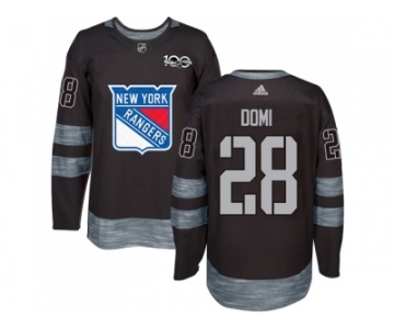 New York Rangers #28 Tie Domi Black 1917-2017 100th Anniversary Stitched NHL Jersey