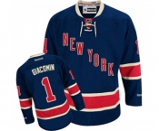 Reebok New York Rangers #1 Eddie Giacomin Authentic Navy Blue Third NHL Jersey