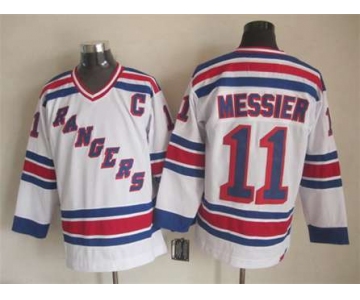 nhl jerseys new york rangers #11 messier white[patch C][m&n]