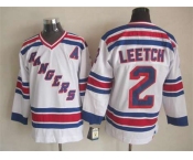 nhl jerseys new york rangers #2 leetch white[patch A][m&n]