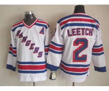 nhl jerseys new york rangers #2 leetch white[patch A][m&n]