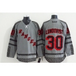 nhl jerseys new york rangers #30 lundqvist grey[charcoal cross check]