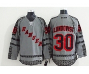 nhl jerseys new york rangers #30 lundqvist grey[charcoal cross check]