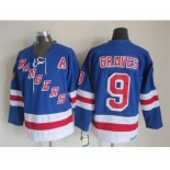 nhl jerseys new york rangers #9 graves blue[patch A]