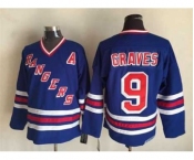 nhl jerseys new york rangers #9 graves blue[patch A][m&n]