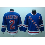 nhl new york rangers #2 Leetch blue ccm