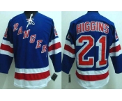 nhl new york rangers #21 higgins blue