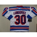 nhl new york rangers #30 lundoqvust white