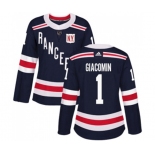 Women Adidas New York Rangers #1 Eddie Giacomin Authentic Navy Blue 2018 Winter Classic NHL Jersey