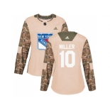 Women Adidas New York Rangers #10 J.T. Miller Camo Authentic 2017 Veterans Day Stitched NHL Jersey