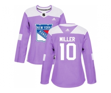 Women Adidas New York Rangers #10 J.T. Miller Purple Authentic Fights Cancer Stitched NHL Jersey