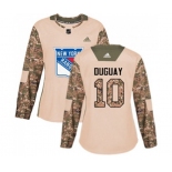 Women Adidas New York Rangers #10 Ron Duguay Authentic Camo Veterans Day Practice NHL Jersey